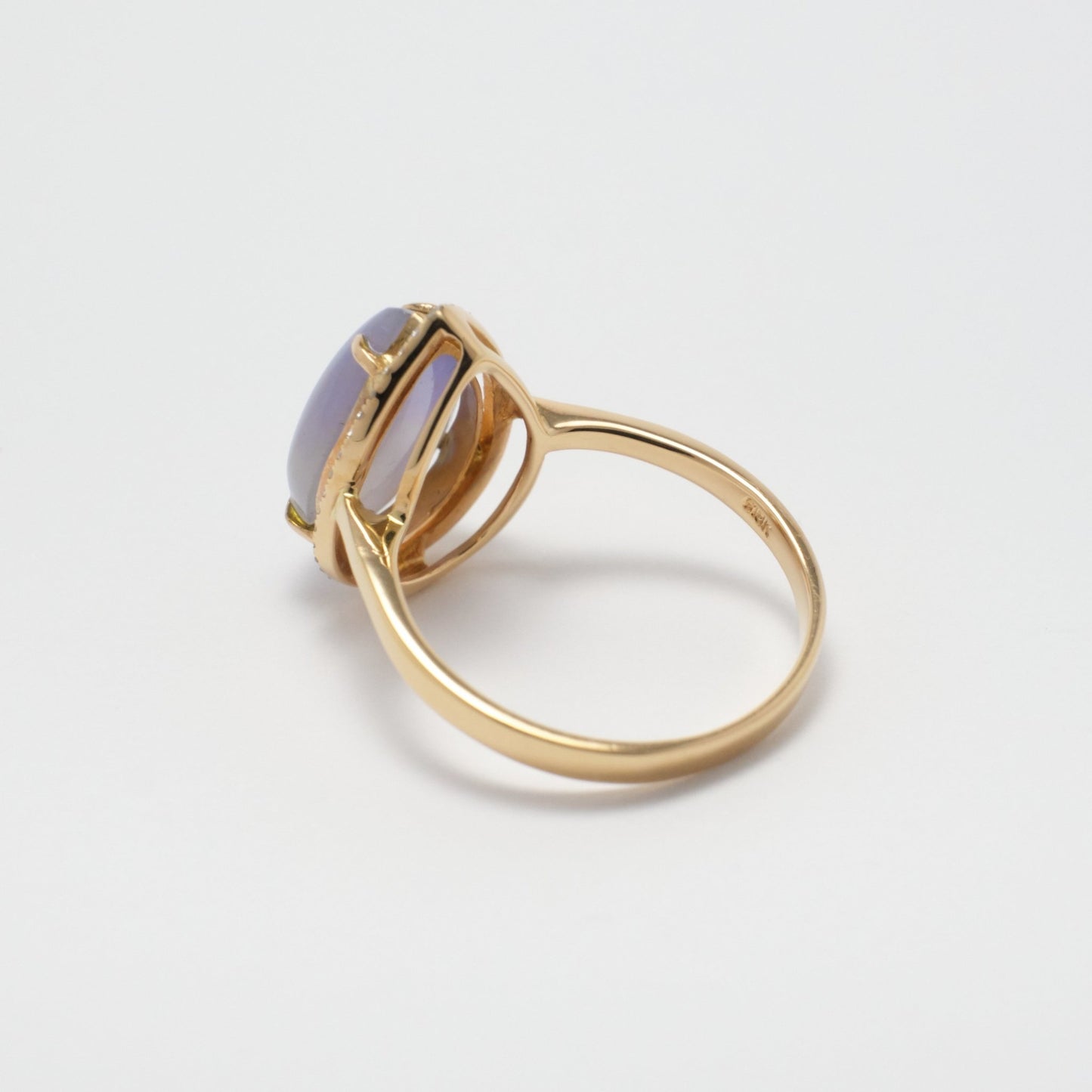 Ring - 18K玫瑰金緬甸紫羅蘭水滴形天然翡翠配鑽石戒指 - 雅玉珠寶