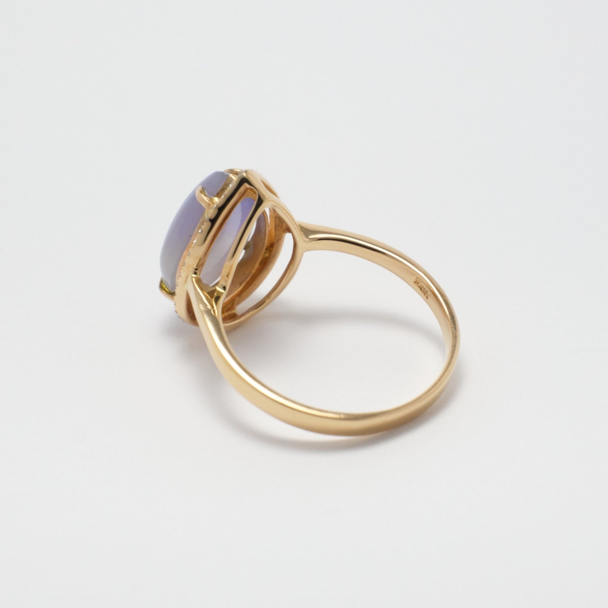Ring - 18K玫瑰金緬甸紫羅蘭水滴形天然翡翠配鑽石戒指 - 雅玉珠寶