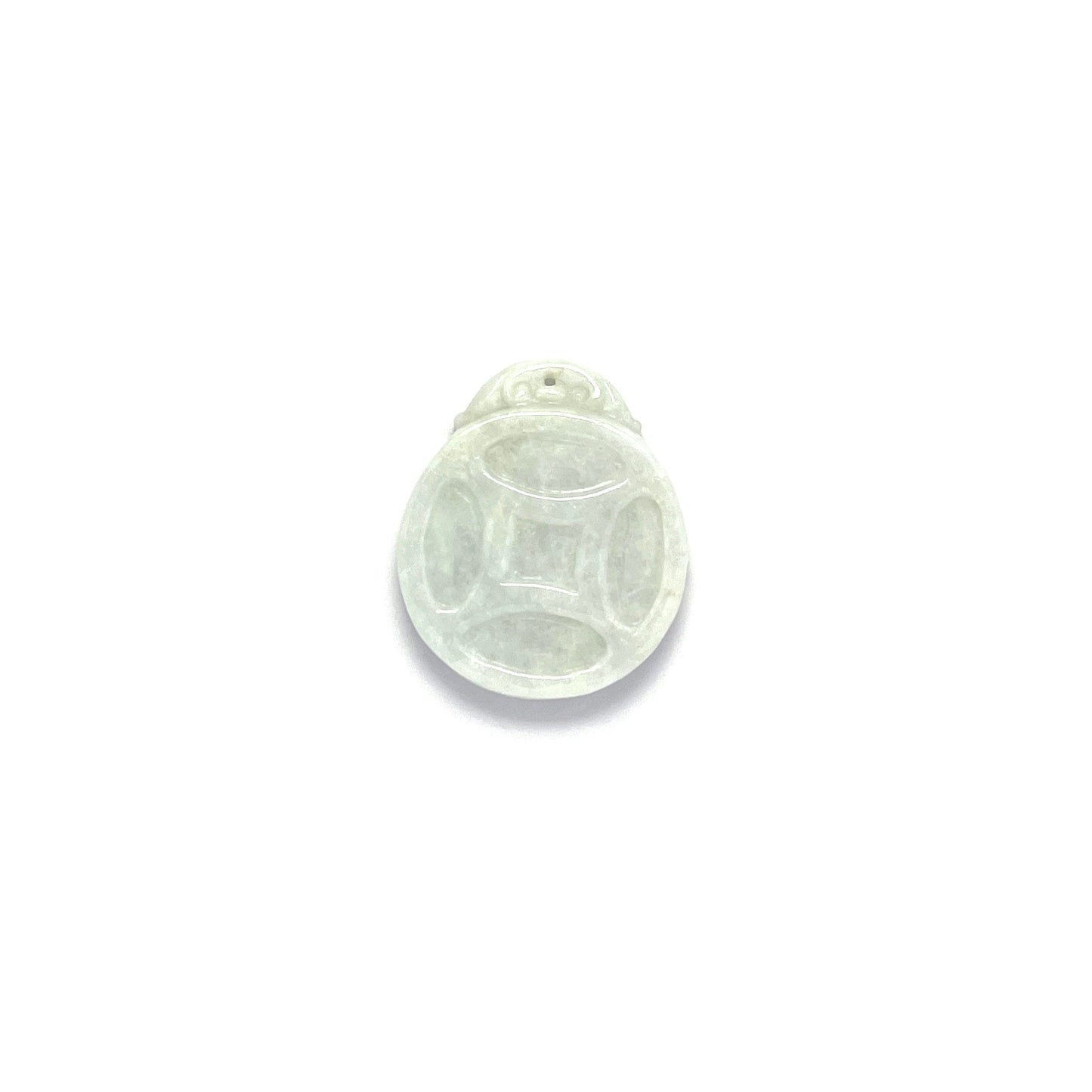 Pendant - 緬甸白玉金錢雕刻天然翡翠吊墜 - 雅玉珠寶