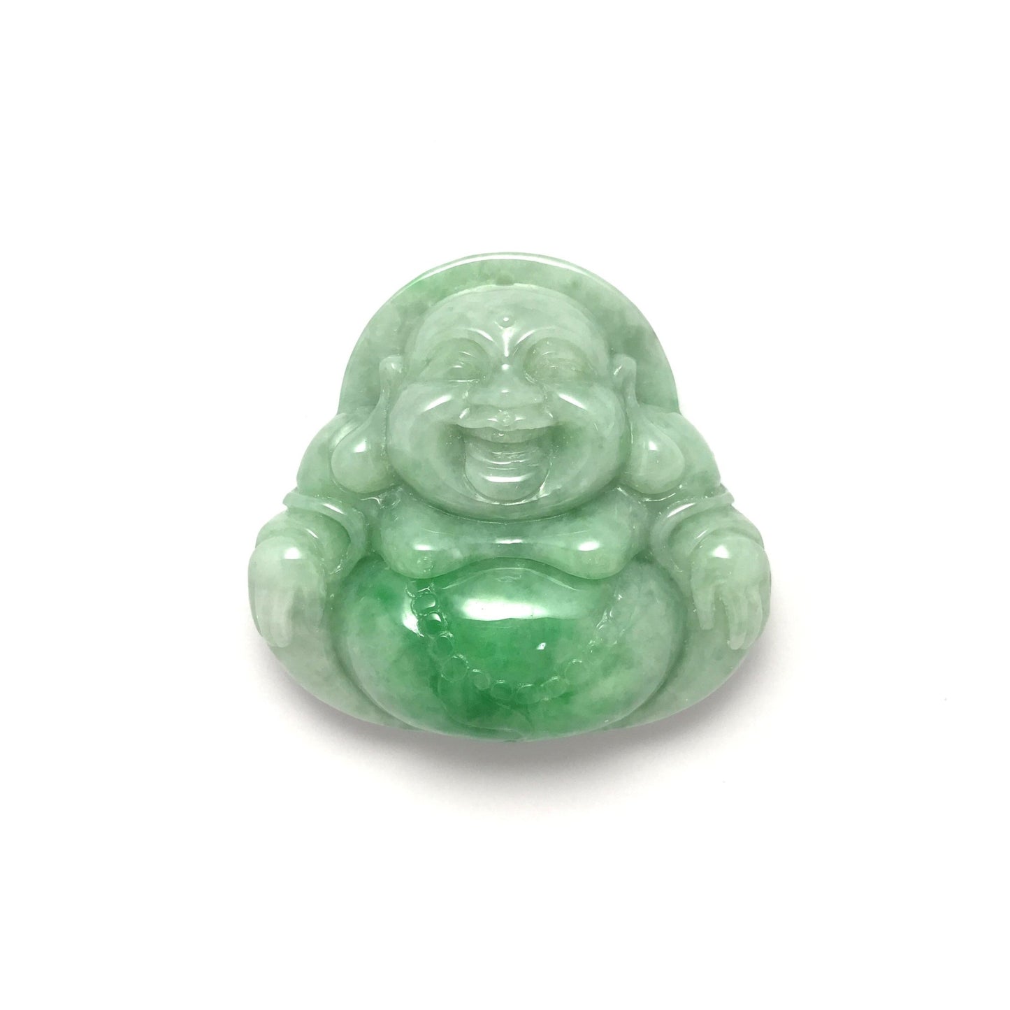 Pendant - 緬甸豆青帶彩布袋笑佛雕刻天然翡翠吊墜 - 雅玉珠寶