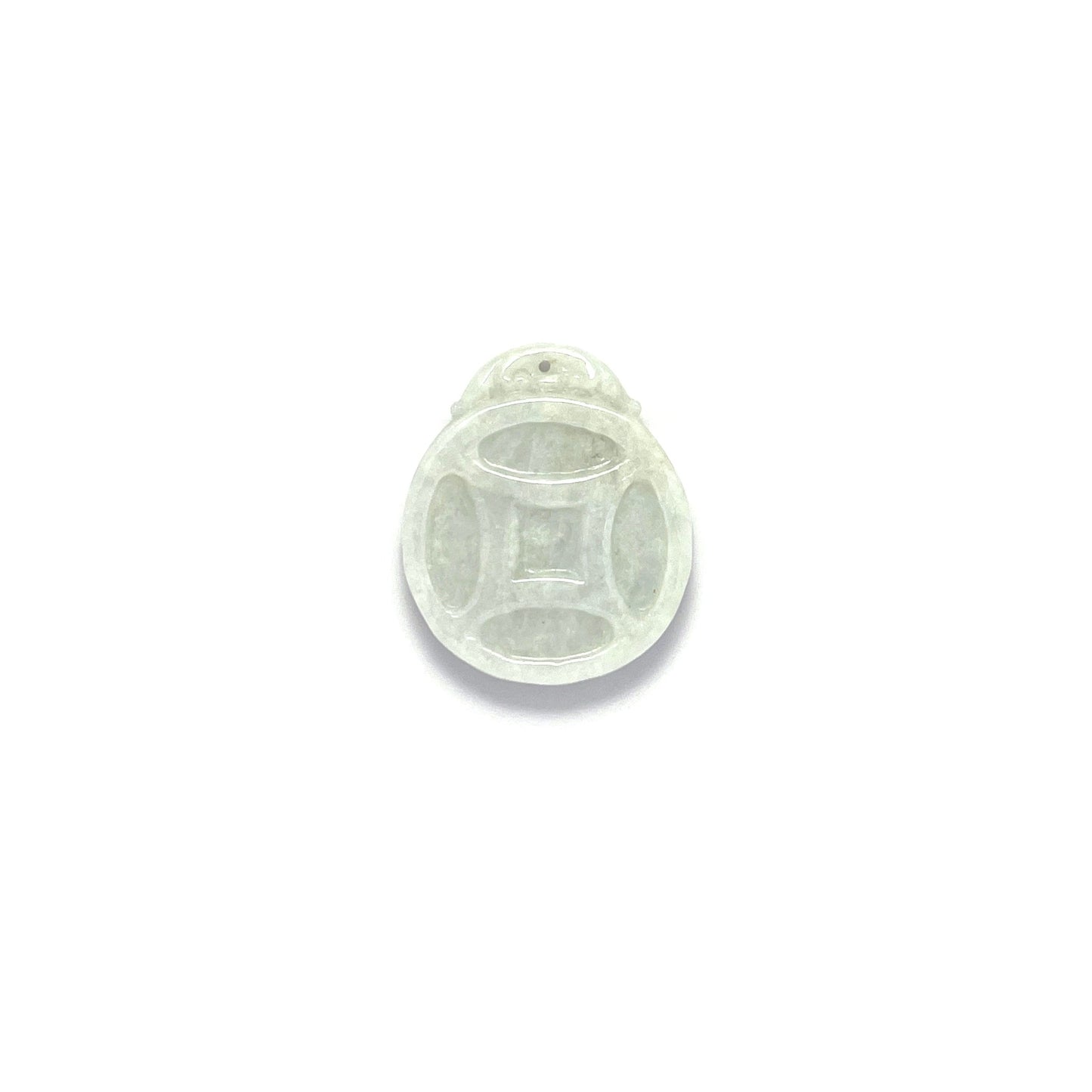 Pendant - 緬甸白玉金錢雕刻天然翡翠吊墜 - 雅玉珠寶