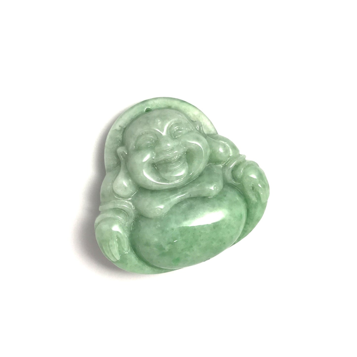 Pendant - 緬甸豆青布袋笑佛雕刻天然翡翠吊墜 - 雅玉珠寶
