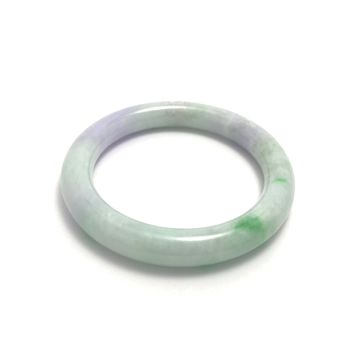 Bangle - 緬甸糯種紫羅蘭帶彩圓條形天然翡翠手鐲 - 雅玉珠寶