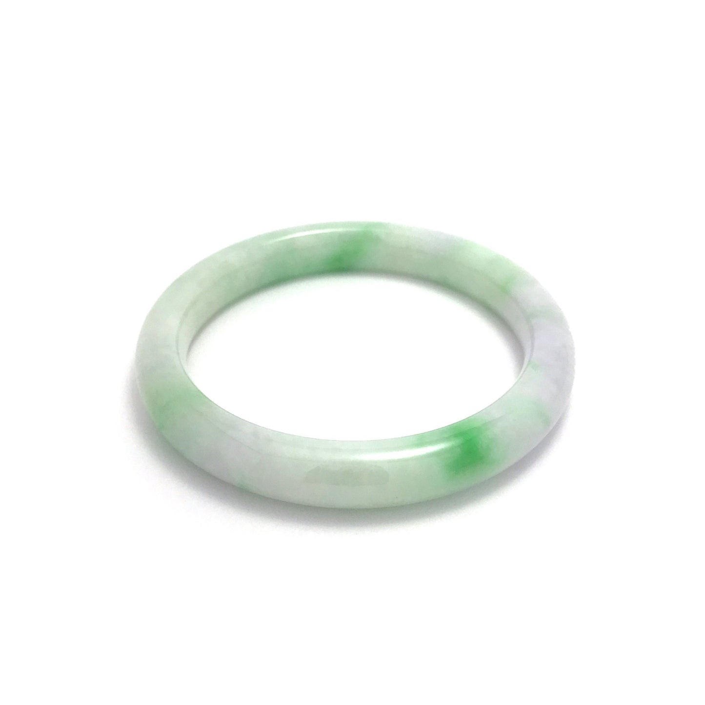 Bangle - 緬甸糯種紫羅蘭帶彩圓福形天然翡翠手鐲 - 雅玉珠寶