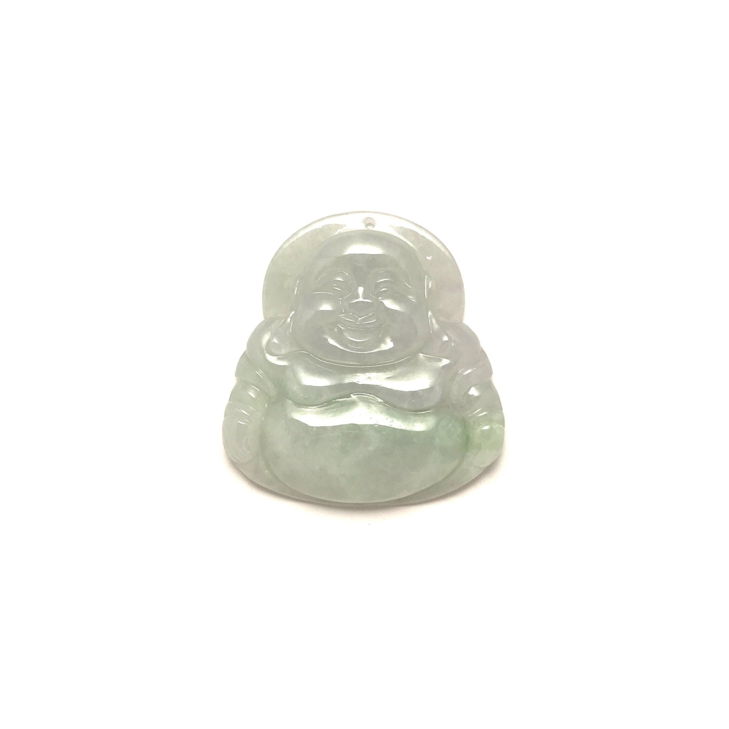 Pendant - 緬甸冰糯種飄彩布袋笑佛雕刻天然翡翠吊墜 - 雅玉珠寶