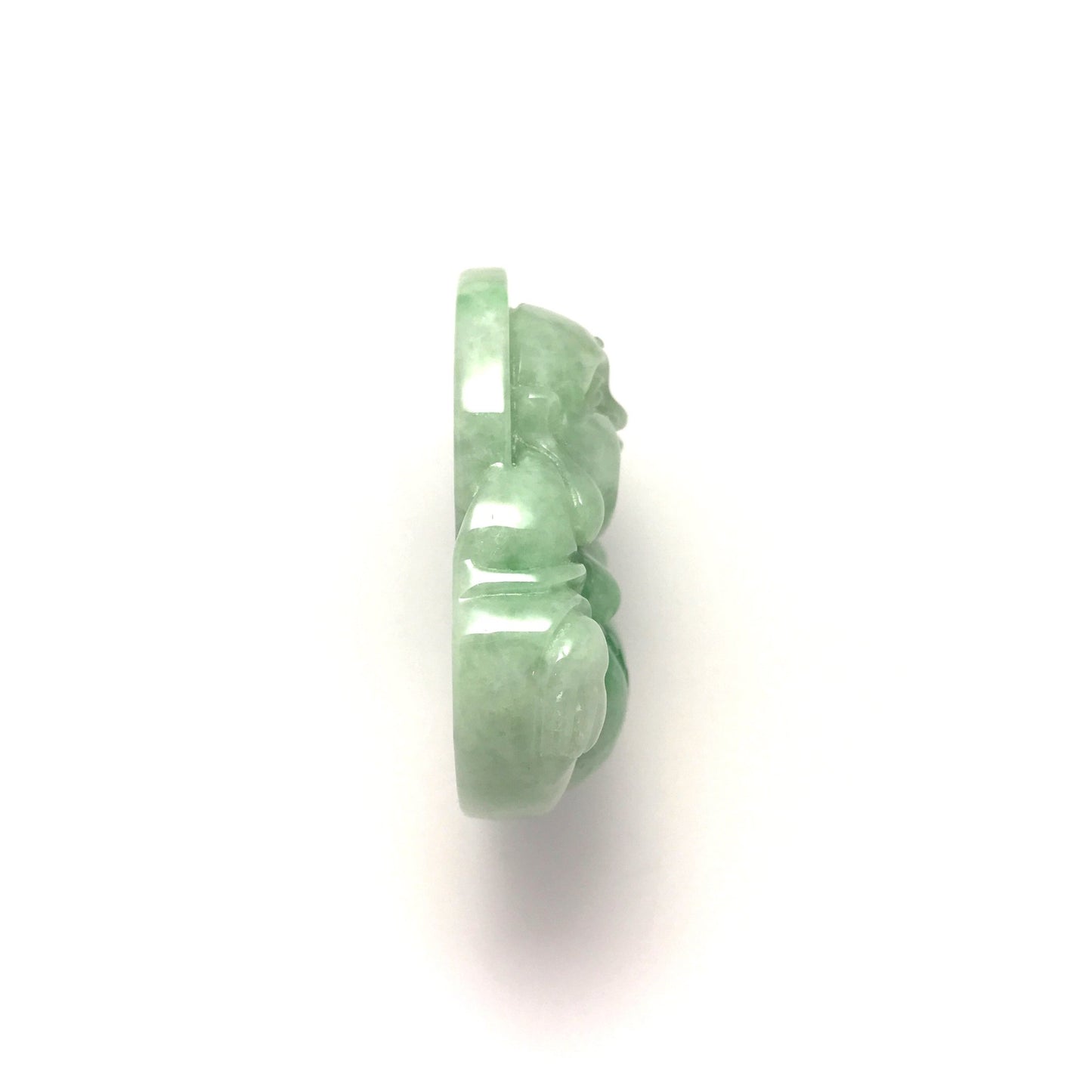Pendant - 緬甸豆青帶彩布袋笑佛雕刻天然翡翠吊墜 - 雅玉珠寶