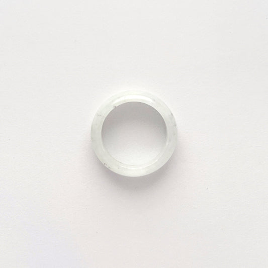 Ring - 緬甸雪白圓福形天然翡翠戒指 - 雅玉珠寶