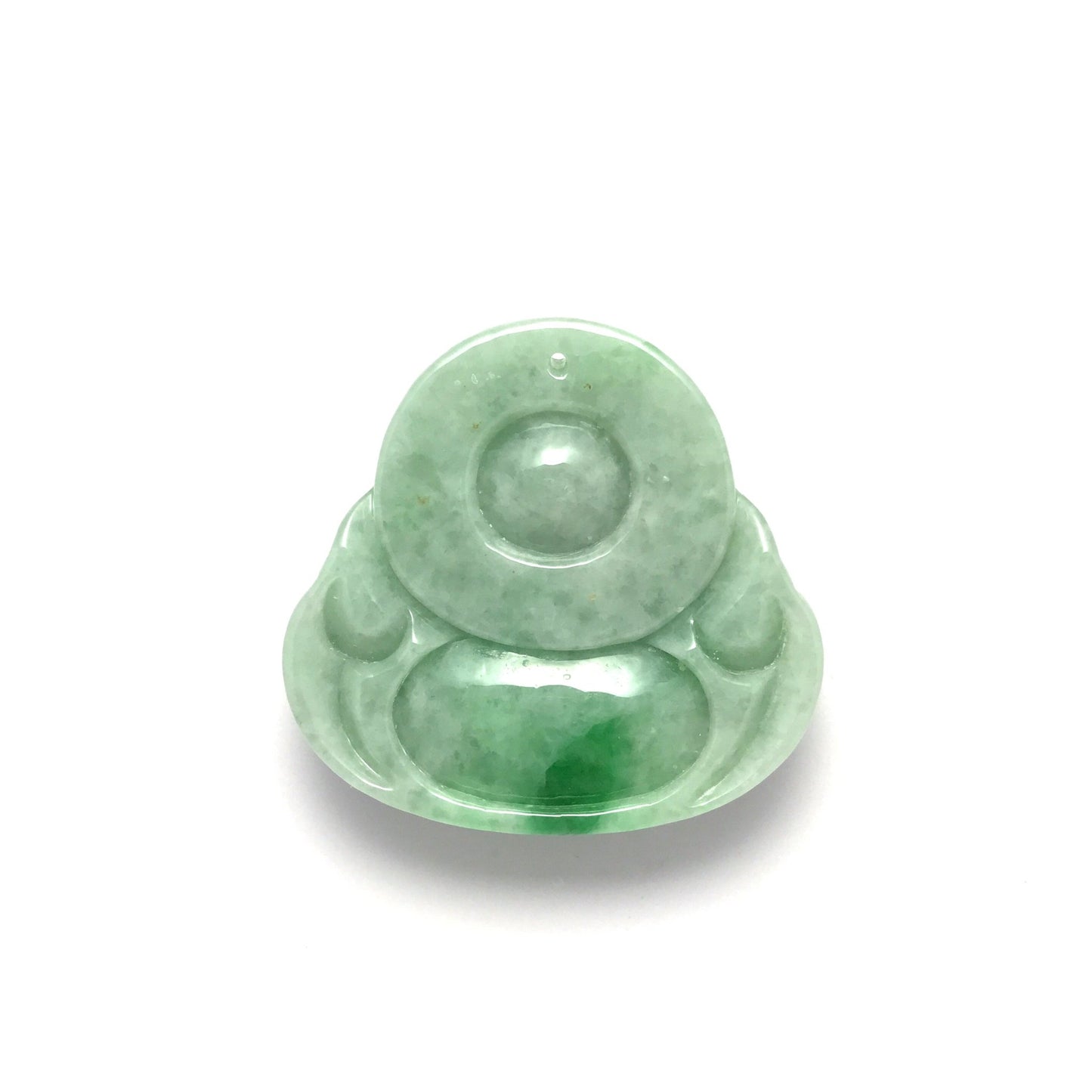 Pendant - 緬甸豆青帶彩布袋笑佛雕刻天然翡翠吊墜 - 雅玉珠寶