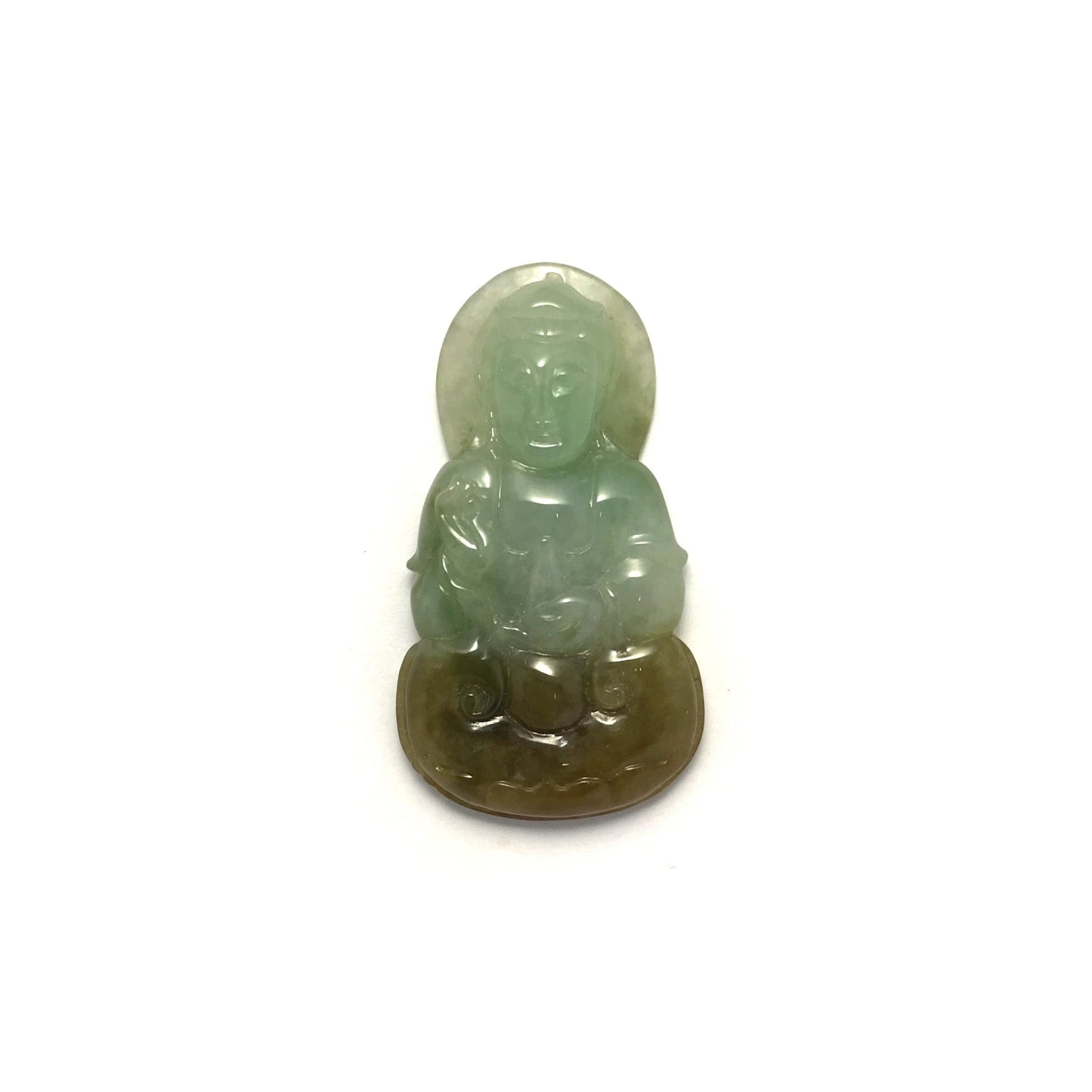 Pendant - 緬甸冰糯種黃翡綠翠如意觀音雕刻天然翡翠吊墜 - 雅玉珠寶