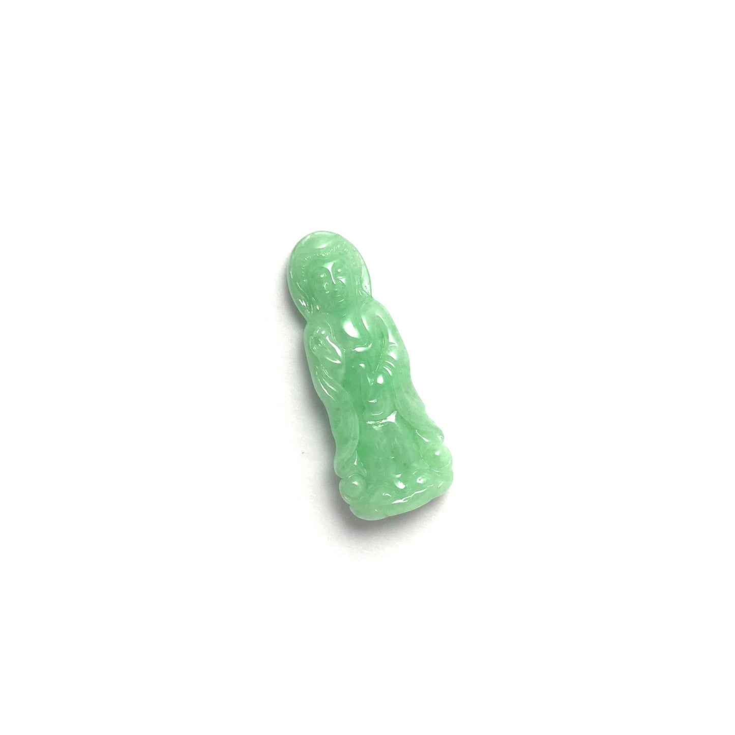 Pendant - 緬甸綠豆青觀音雕刻天然翡翠吊墜 - 雅玉珠寶