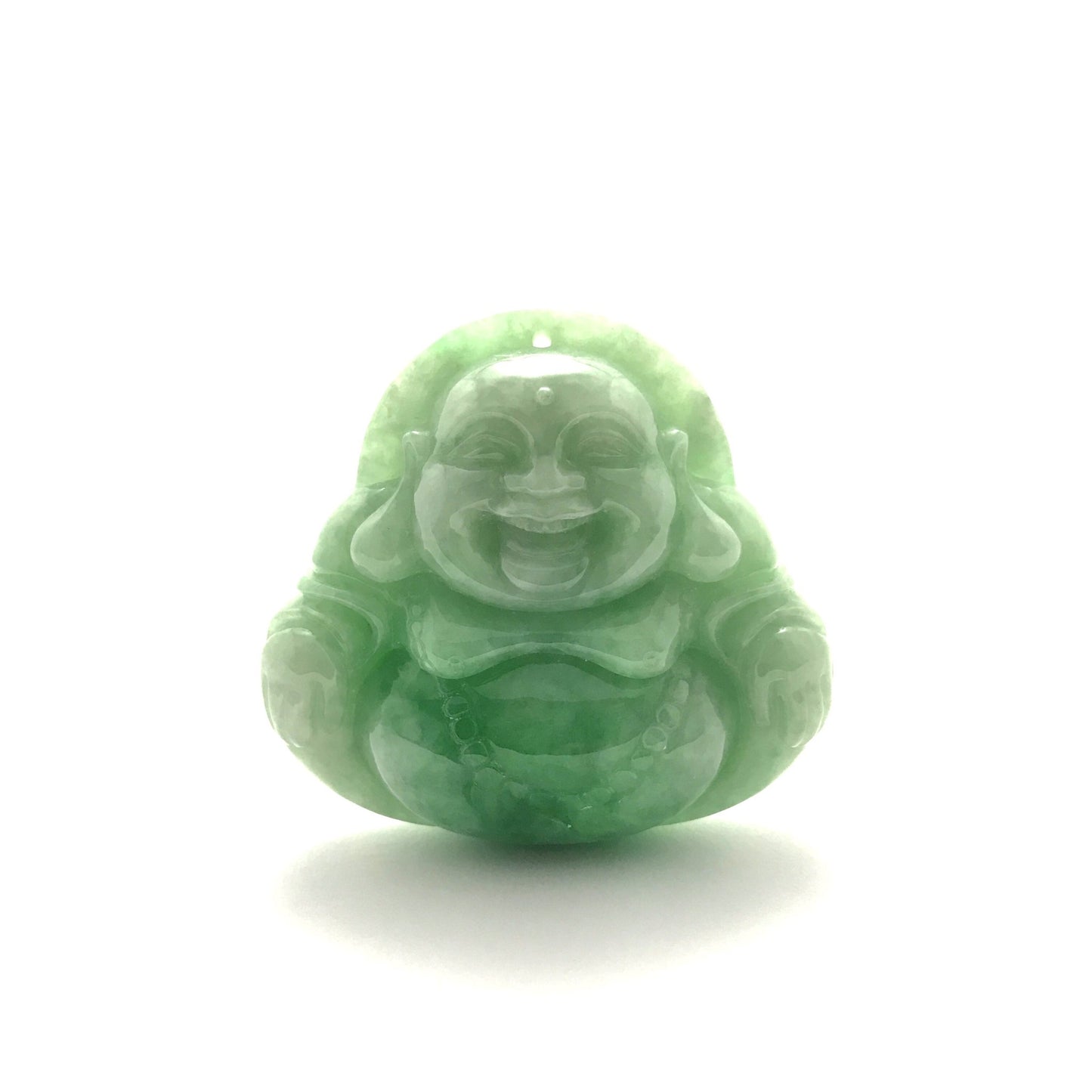 Pendant - 緬甸豆青帶彩布袋笑佛雕刻天然翡翠吊墜 - 雅玉珠寶