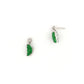 耳環 - 鮮綠色花青蝴蝶雕刻天然翡翠配鑽石18K白色金耳環 - 雅玉珠寶