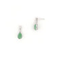 耳環 - 豆青綠色水滴形天然翡翠配鑽石拼花18K白色金耳環 - 雅玉珠寶