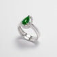 Ring - 18K白金緬甸帝皇綠水滴形天然翡翠配鑽石雙用戒指 - 雅玉珠寶
