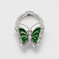 Ring - 18K白金緬甸老坑綠色蝴蝶形雕刻天然翡翠配鑽石紅寶石兩用吊墜戒指 - 雅玉珠寶