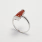 Ring - 18K白金緬甸紅翡竹形雕刻天然翡翠配鑽石戒指 - 雅玉珠寶